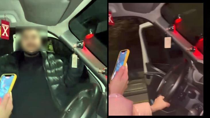 Seyir halindeki aracın kapısını açıp dans eden şoför yola düştü