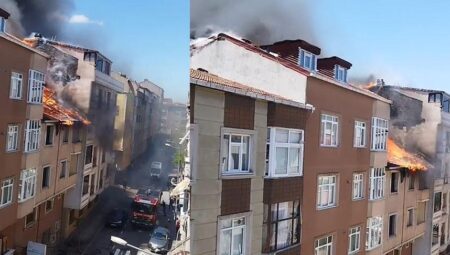 Gaziosmanpaşa’da 4 katlı binada yangın paniği!