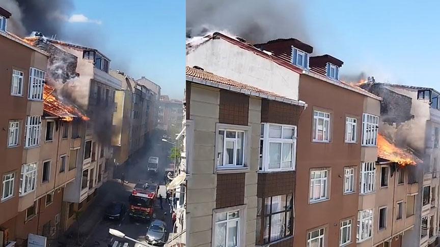 Gaziosmanpaşa’da 4 katlı binada yangın paniği!