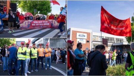 Almanya’nın Köln kentinde Ford fabrikası çalışanları greve gitti