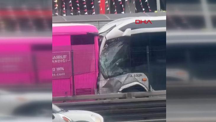Son dakika: İstanbul’da iki metrobüs çarpıştı! Yaralılar var