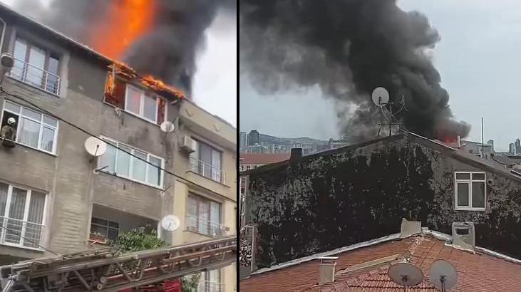 Ataşehir’de 5 katlı binanın çatısında yangın! Takımlar sevk edildi