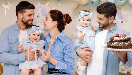 Ünlü çift bebeklerinin yüzünü birinci defa gösterdi! Mira Milena 1 yaşına girdi